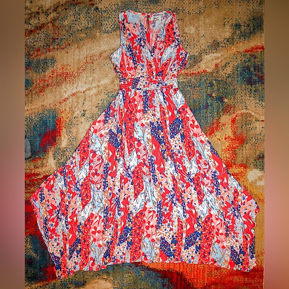 SOLD • Japna Floral Handkerchief Hem Sleeveless Floral Maxi Dress XS - Picture 7 of 7